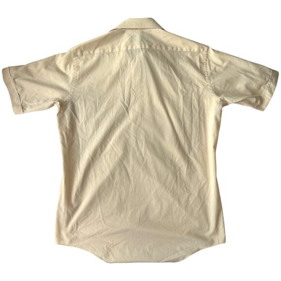 Challenger beige short sleeve button down shirt single‑needle Korea 70s/80s M - Picture 2 of 8